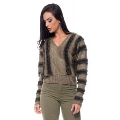 Blusa pelo tricot barra canelada Blusa pelo tricot barra canelada