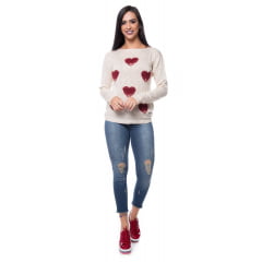Blusa tricot flame corações pelo Blusa tricot flame corações pelo