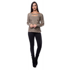Blusa tricot flame manga vazada Blusa tricot flame manga vazada