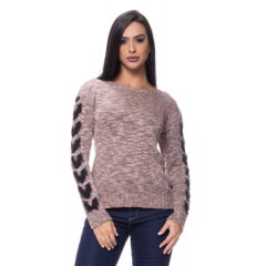 Blusa tricot paraty trança manga vazada Blusa tricot paraty trança manga vazada