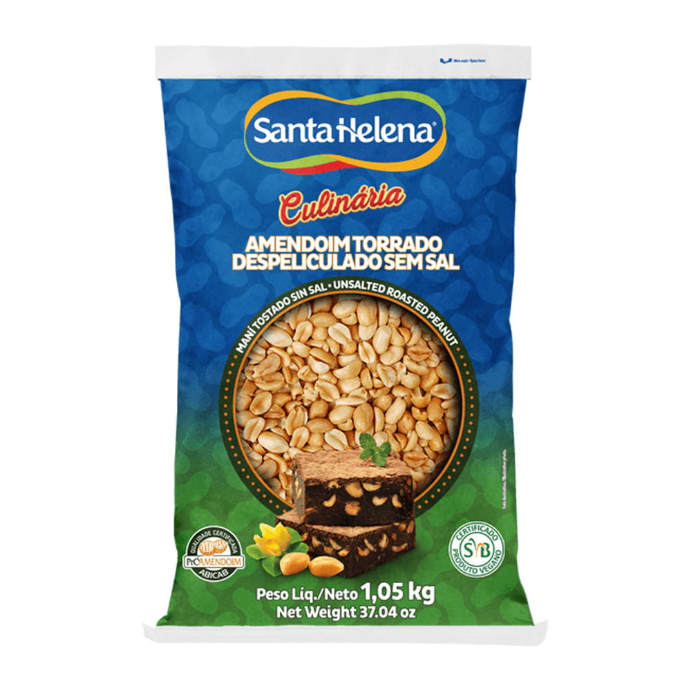 Amendoim Torrado Despeliculado Sem Sal - 1,05Kg Santa Helena