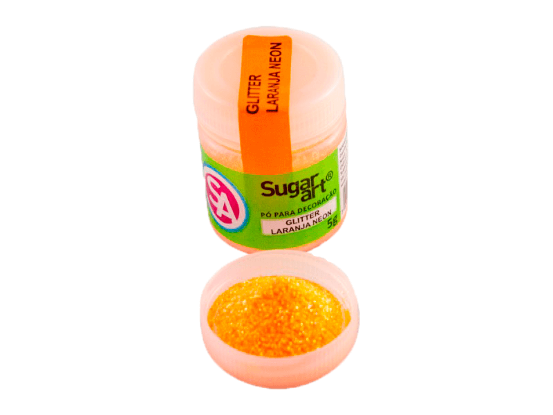 Pó para decoração Glitter sugar Art - cor Laranja Neon 5g