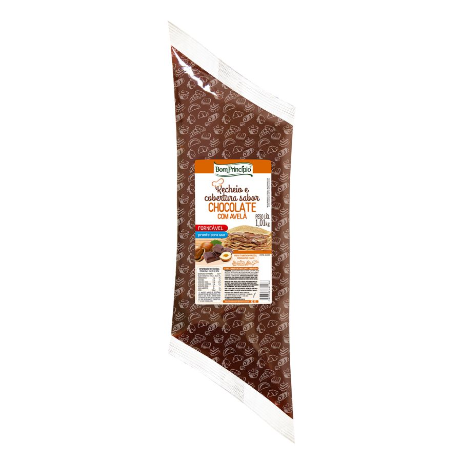 Recheio Forneável  - sabor Chocolate com Avelã 1,01 Kg - Bom Princípio