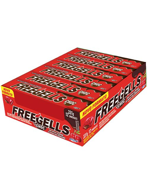 Drops Freegells Cereja com Chocolate - 12 unidades Riclan