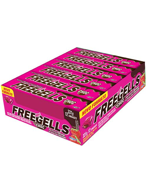 Drops Freegells Morango com Chocolate - 12 unidades Riclan