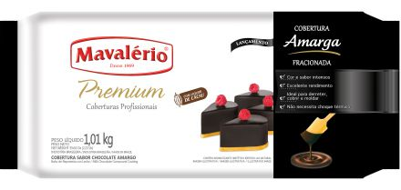 Cobertura Premium Sabor chocolate Amargo - Barra 1.01kg MAVALÉRIO