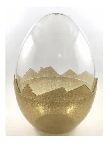 Ovo Glitter Cristal sortido G - Acrílico Dourado - 18cm x 16cm