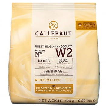 Chocolate Belga Callets Branco W2 - 28% Cacau - Gotas 400g Callebaut