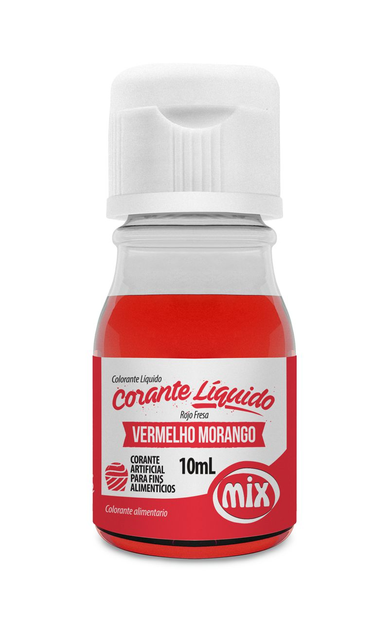 Corante Liquido Mix  - cor Vermelho Morango  10ml
