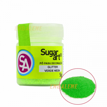 Pó para decoração Glitter sugar Art - cor Verde Neon 5g