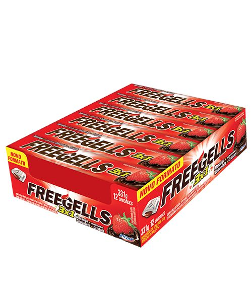 Drops Freegells Morango + Chocolate + Cristais- 12 unidades Riclan
