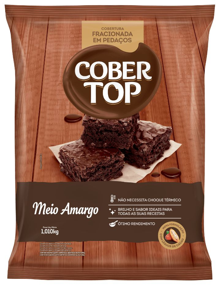 Cobertura Cobertop Sabor chocolate Meio Amargo - Pedaços 1.01kg BEL